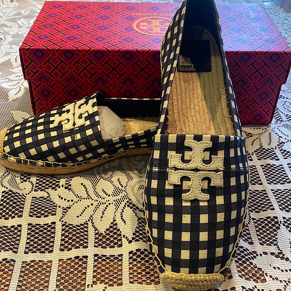Tory Burch Check in-Check Weston Flat Espadrille
